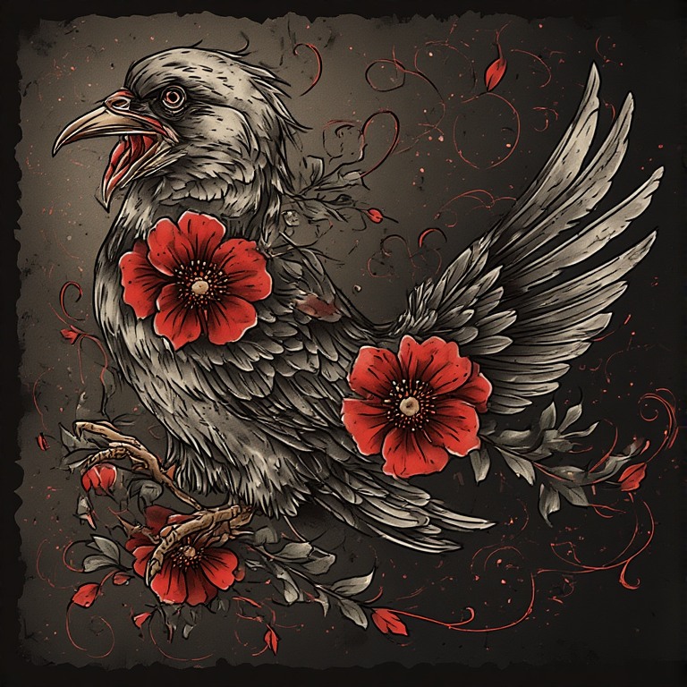 Tattoo flash: Grey rooster